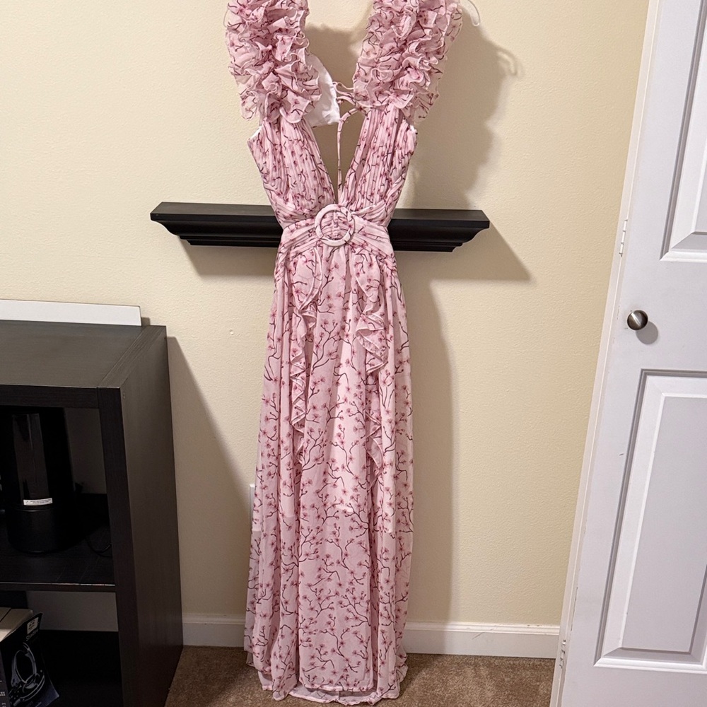 Pink Floral Ruffle Dress - Picture 3 of 9